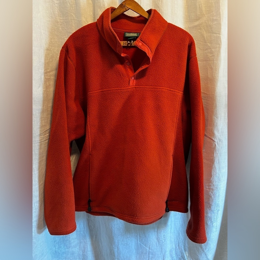 L.L. Bean orange, quarter zip pull over sweatshirt. Fleece. Size L in Men’s